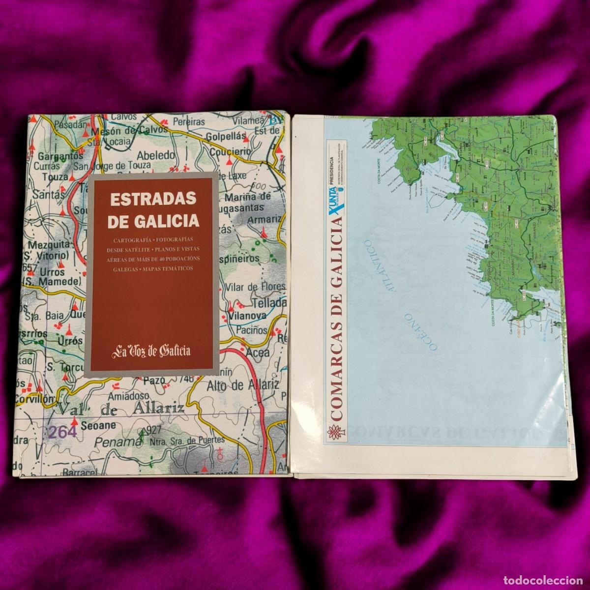 Libros de segunda mano: ️ Lote 2 colecciones Estradas y Comarcas de Galicia con mapas, tapas y fasc&iacute;culos originales