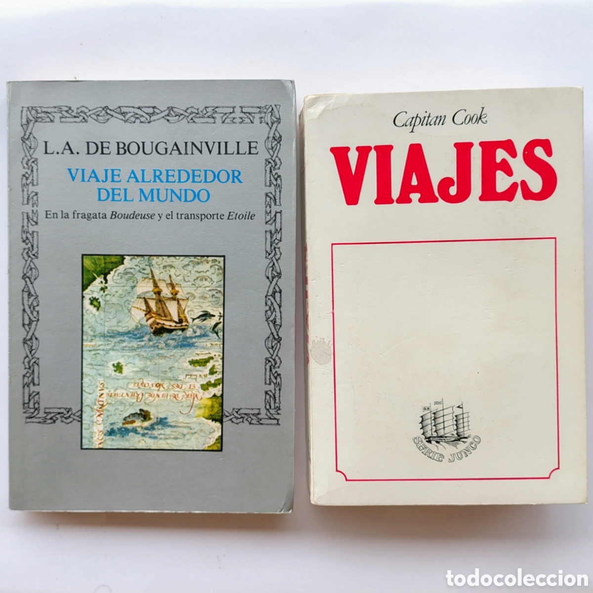 Libros de segunda mano: Lote 2 libros Capit&aacute;n Cook + Bougainville. Grandes viajes mar&iacute;timos