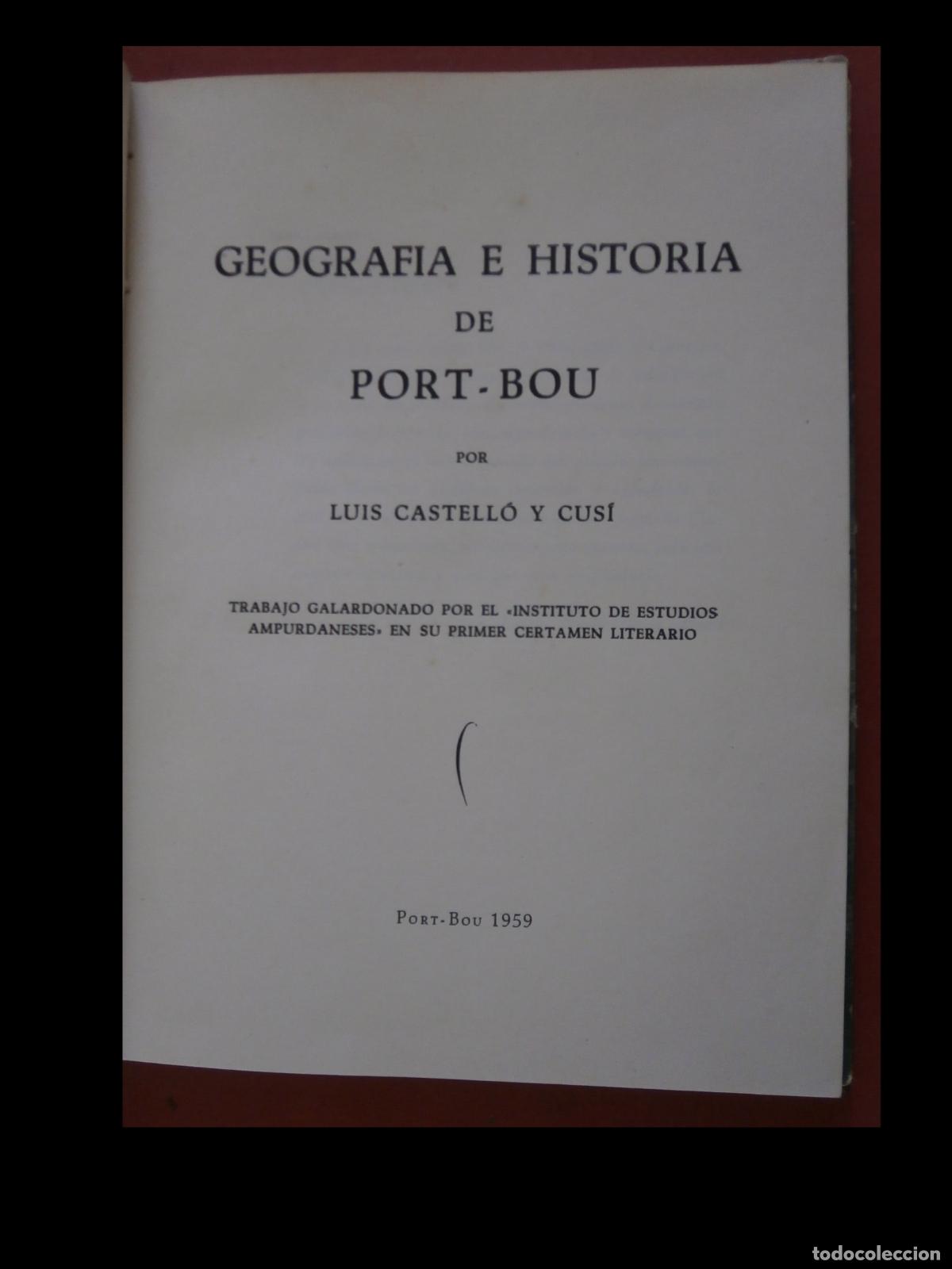 Libros de segunda mano: Geografia e Historia de Port-Bou. Luis Castell&oacute; y Cusi