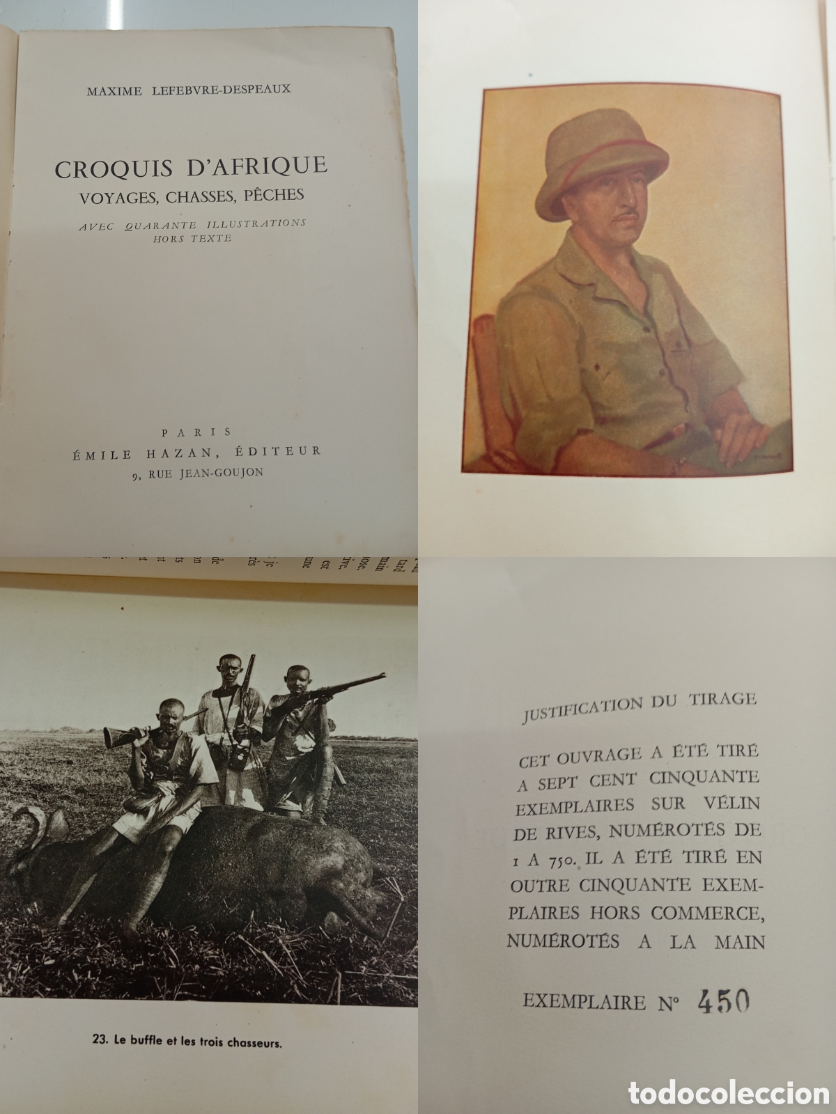Gebrauchte B&uuml;cher: Croquis d'Afrique. Voyages, chasses, peches. MAXIME LEFEBVRE-DESPEAUX Ilustrado 450/750 Caza Mayor