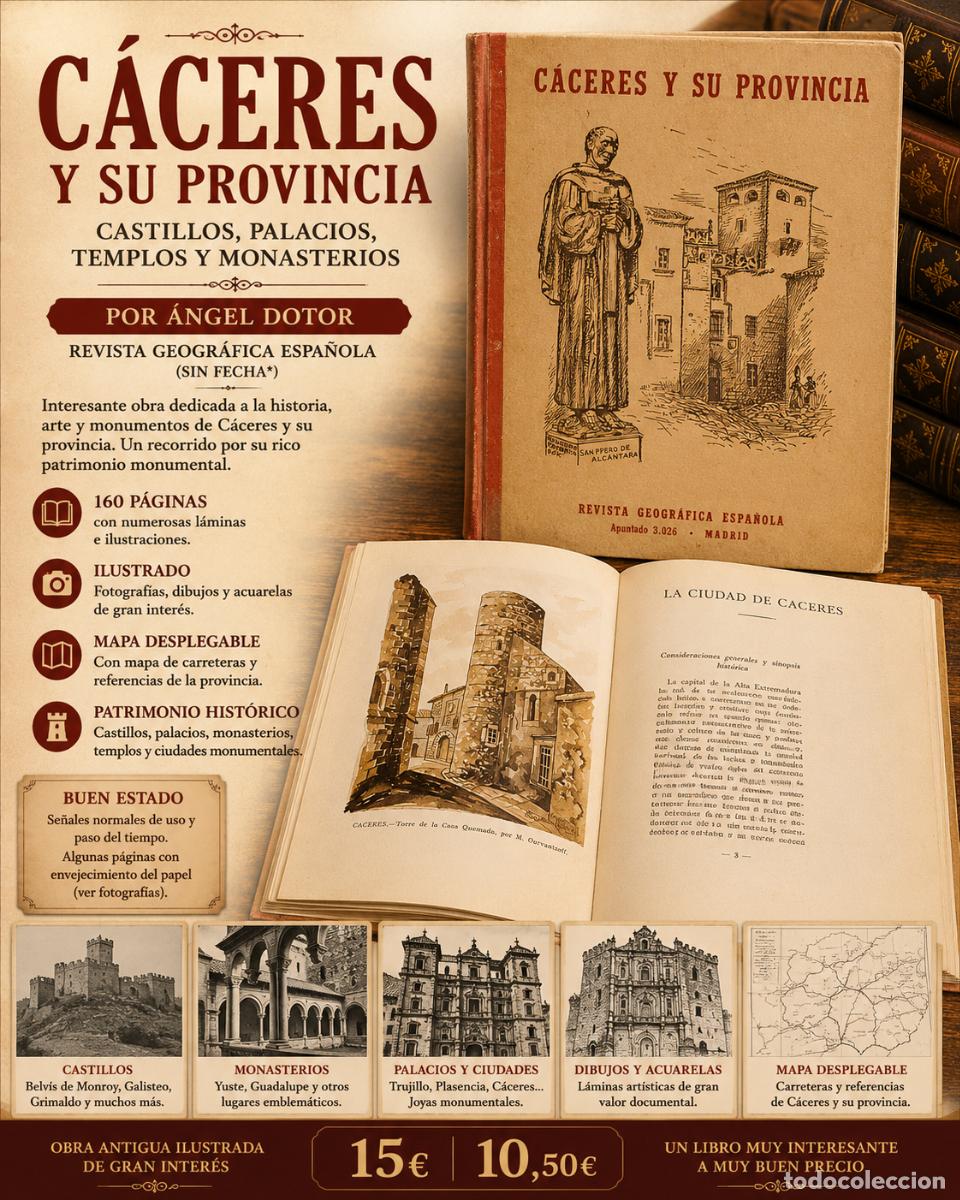 Libros de segunda mano: C&Aacute;CERES Y SU PROVINCIA | &Aacute;NGEL DOTOR | CASTILLOS Y MONASTERIOS | ILUSTRADO