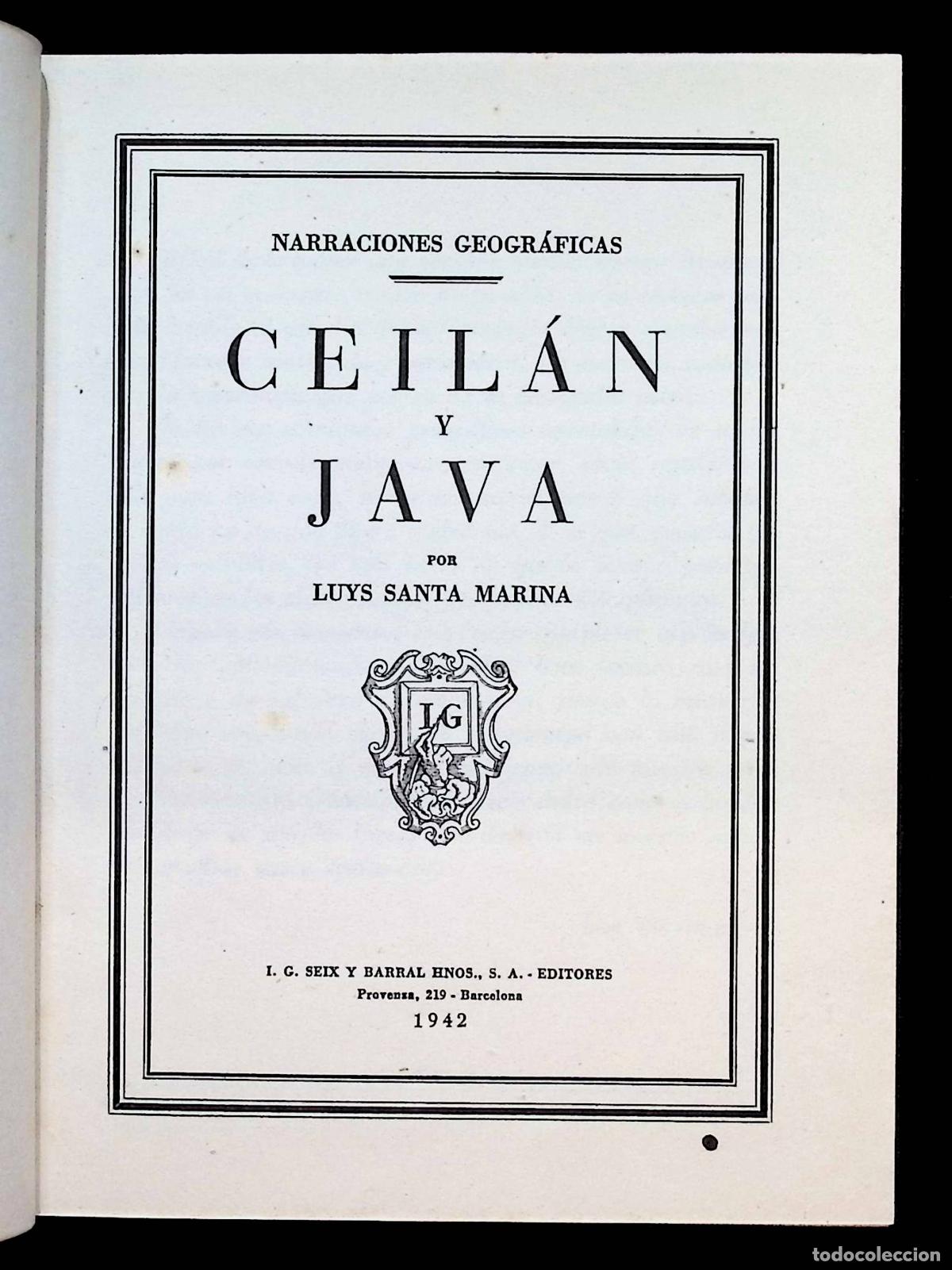 Libros de segunda mano: CEIL&Aacute;N Y JAVA. - SANTA MARINA, Luys.