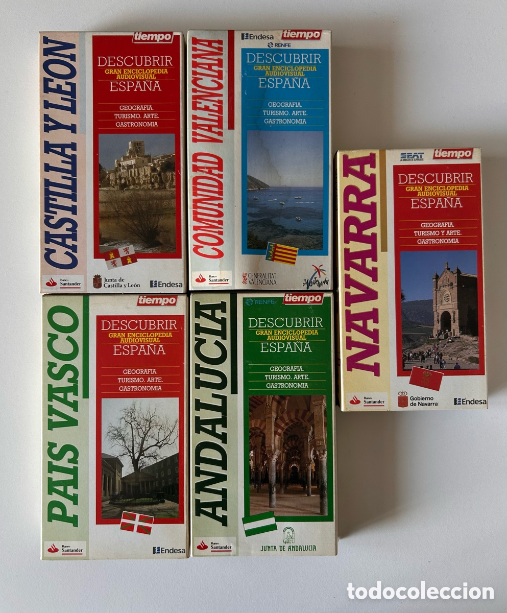 Libros de segunda mano: 5 VHS Descubrir Espa&ntilde;a. Gran Enciclopedia Audiovisual