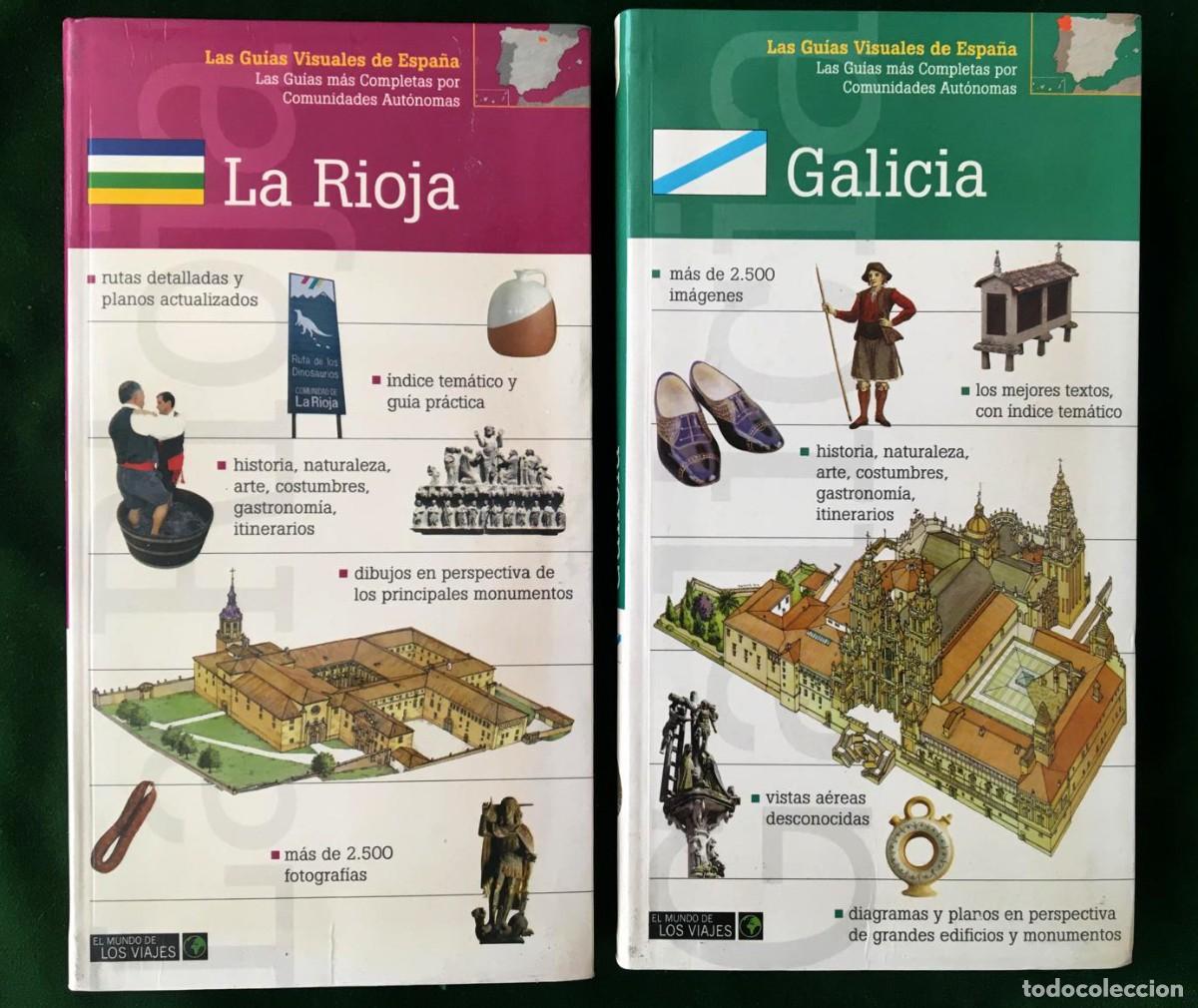 Libros de segunda mano: 2 tomos de &rdquo;Las Gu&iacute;as Visuales de Espa&ntilde;a&rdquo; sobre Galicia y la Rioja