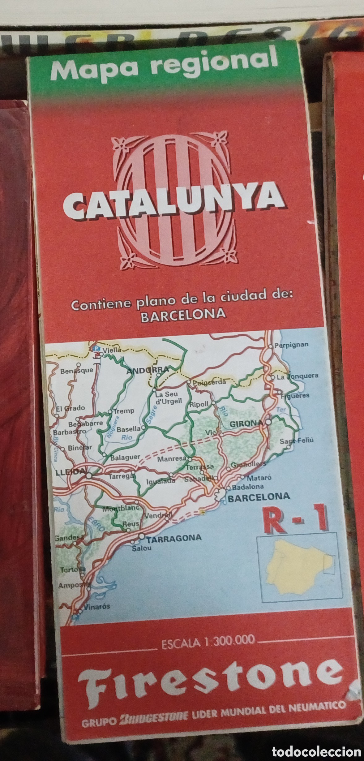 Libros de segunda mano: Catalunya Firestone. Mapa regional con plano ciudad de Barcelon