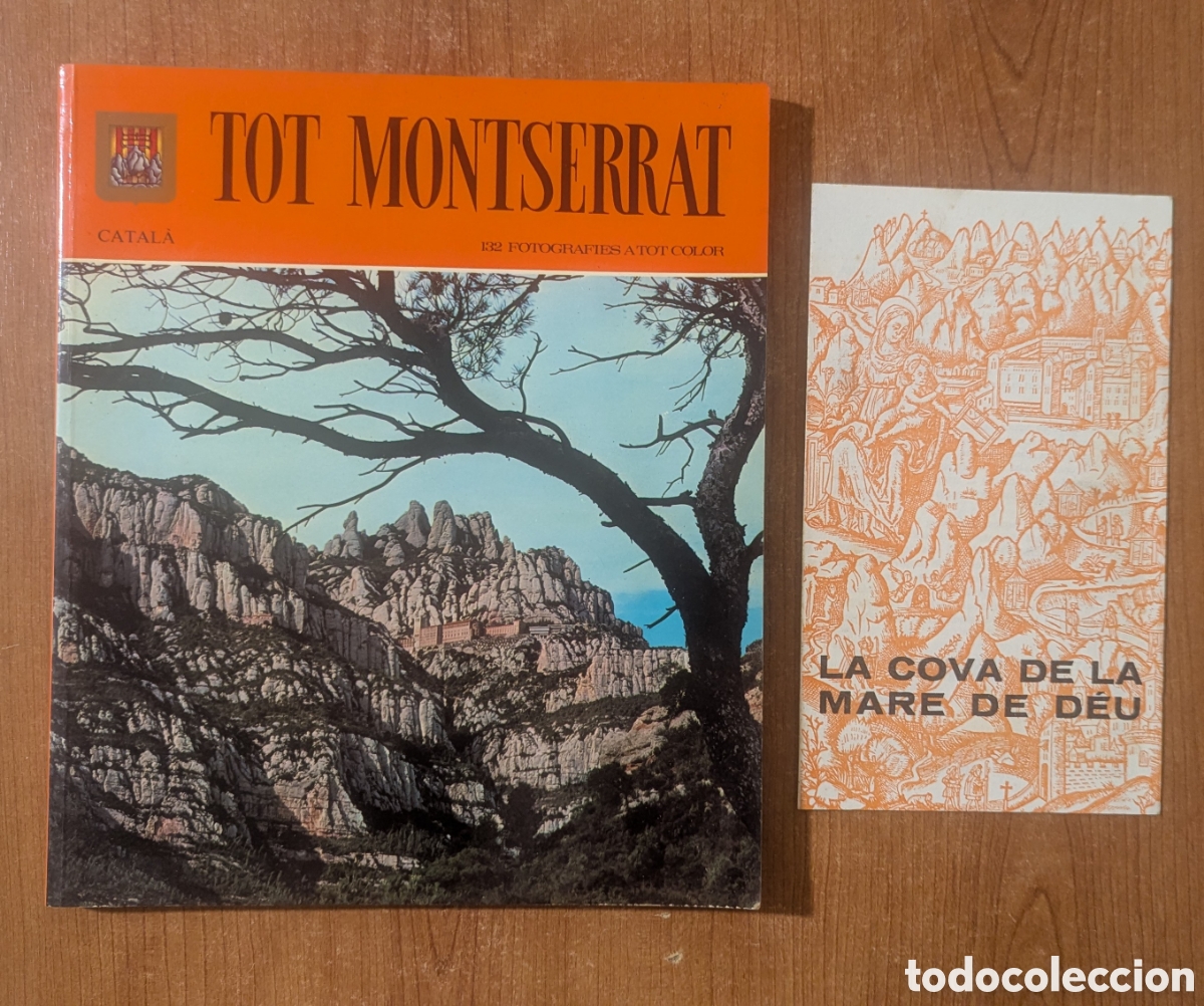 Libros de segunda mano: Llibre Tot Montserrat. + Tr&iacute;ptic La cova de la Mare de D&eacute;u. Escudo de oro.