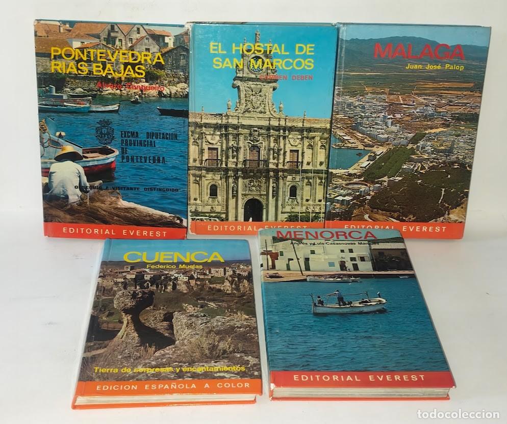 Libros de segunda mano: 5 Gu&iacute;as de viaje Editorial Everest 1968/1969/1972/1979 -Malaga/Pontevedra/Menorca/Leon/Cuenca