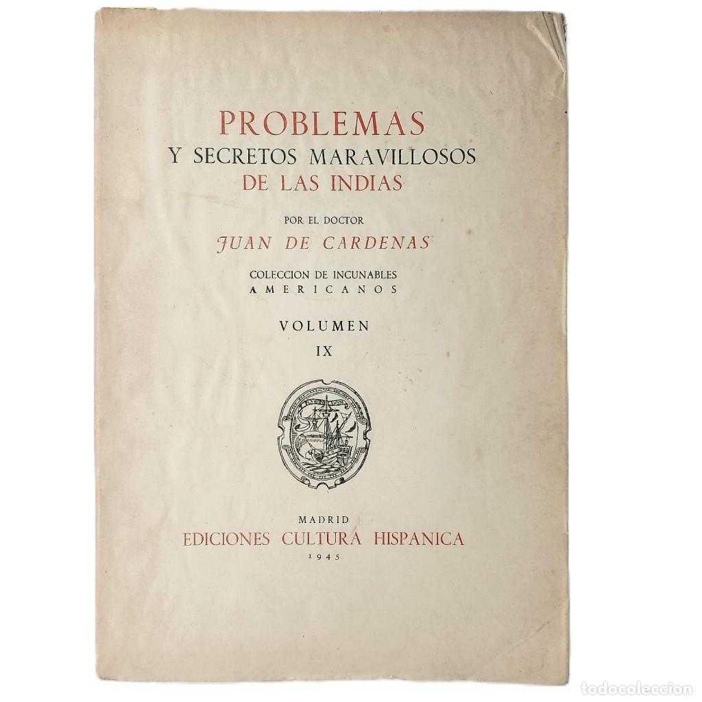 Libros de segunda mano: PROBLEMAS Y SECRETOS MARAVILLOSOS DE LAS INDIAS. C&aacute;rdenas, Doctor Juan de