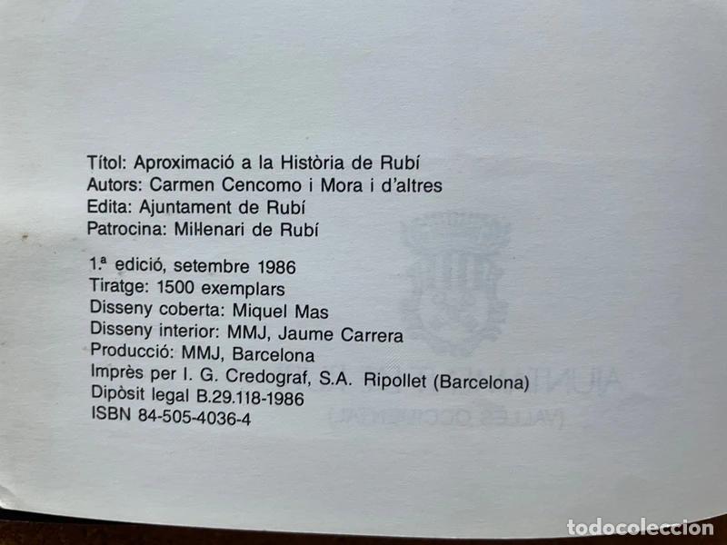 Libros de segunda mano: Aproximaci&oacute; a la hist&ograve;ria de Rub&iacute; - Foto 4