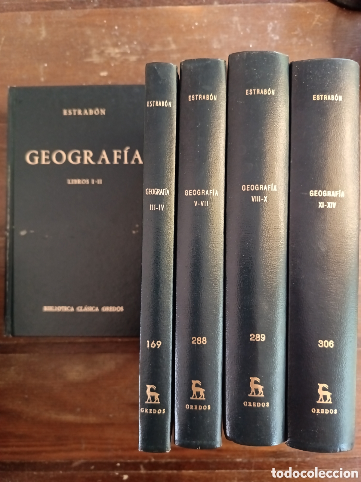 Libros de segunda mano: Estrab&oacute;n geograf&iacute;a, 5 tomos, libros I al XIV biblioteca cl&aacute;sica Gredos