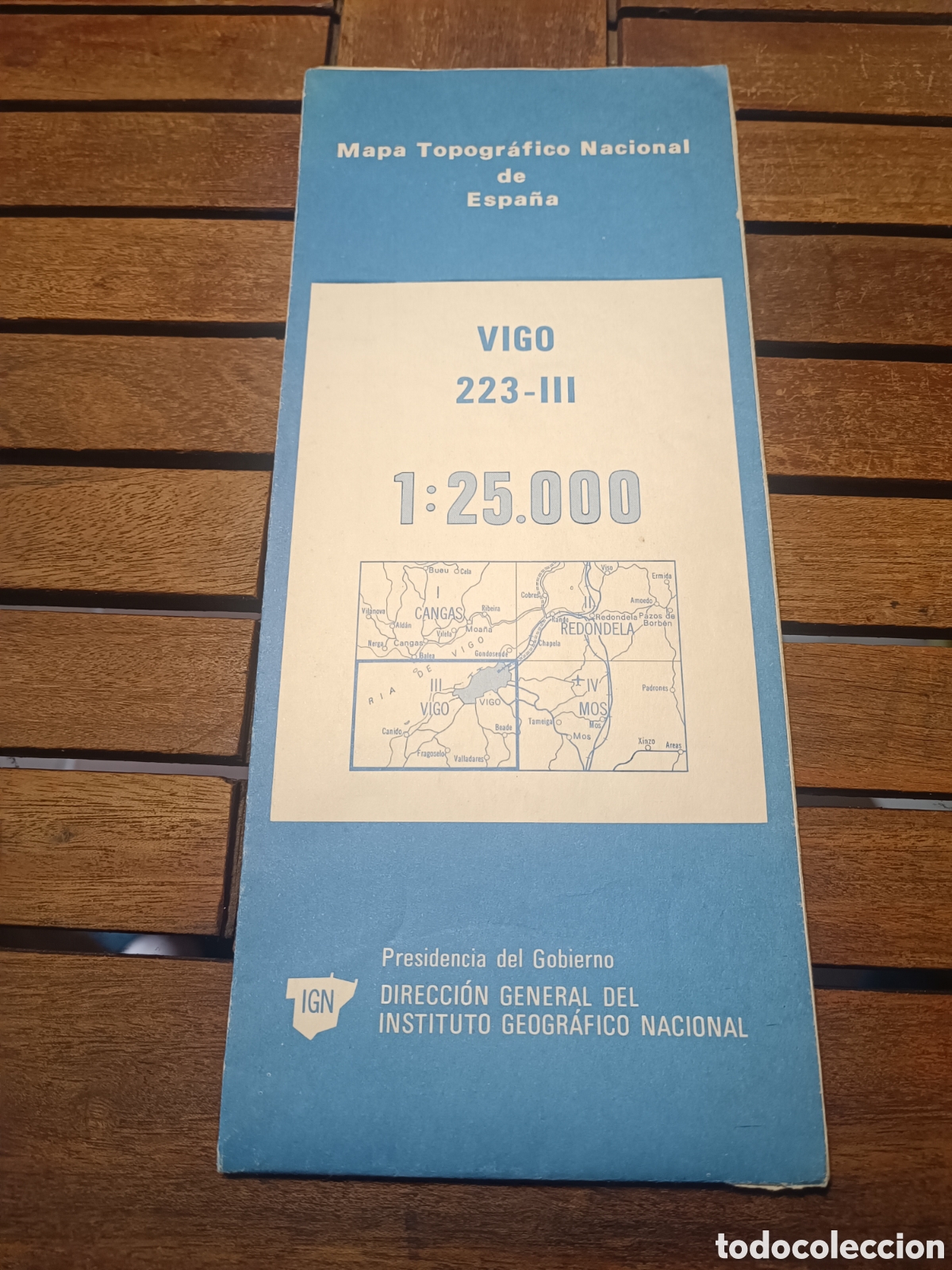 Libros de segunda mano: MAPA TOPOGR&Aacute;FICO NACIONAL 1:25000 HOJA 223 CUADRANTE 3 VIGO MOPU Despleg primera edici&oacute;n 1988
