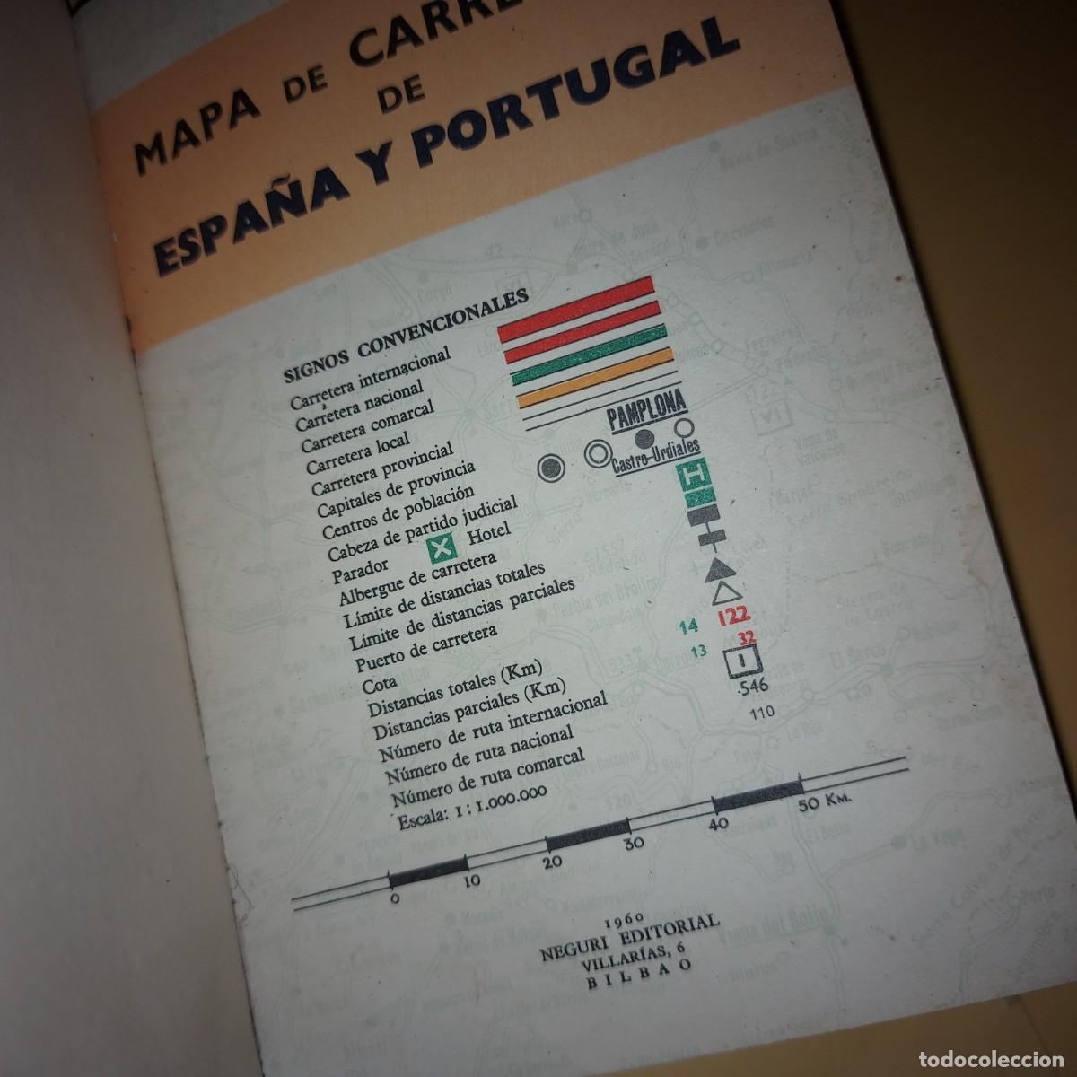 Libros de segunda mano: MAPA DE CARRETERAS DE ESPA&Ntilde;A Y PORTUGAL DEL A&Ntilde;O 1960