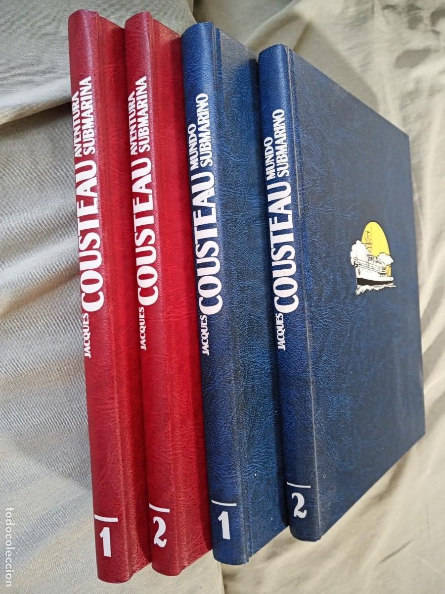 Libros de segunda mano: JACQUES COUSTEAU AVENTURA SUBMARINA 1 Y 2 + MUNDO SUBMARINO 1 Y 2