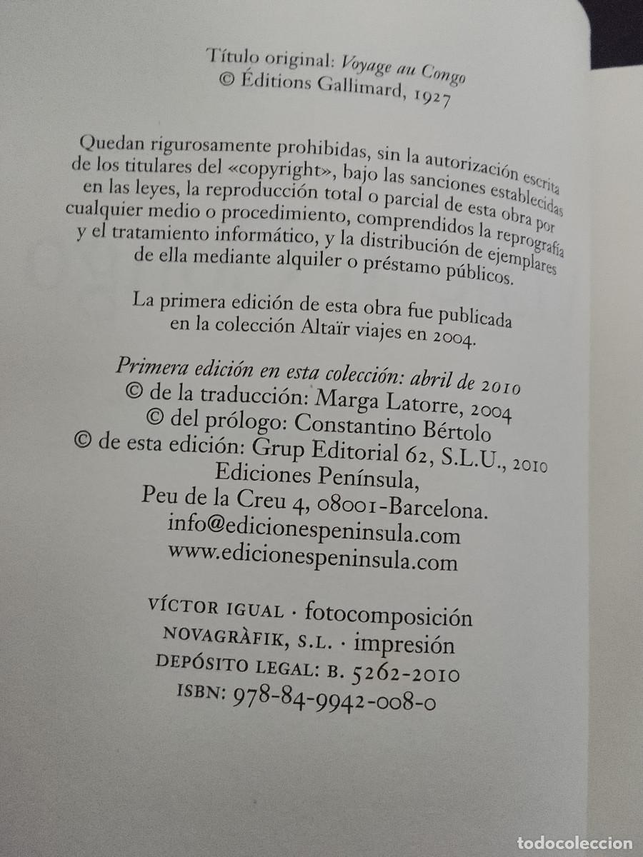 Libros de segunda mano: Andr&eacute; Gide: Viaje al Congo (Ediciones Pen&iacute;nsula. 2010) - Foto 3
