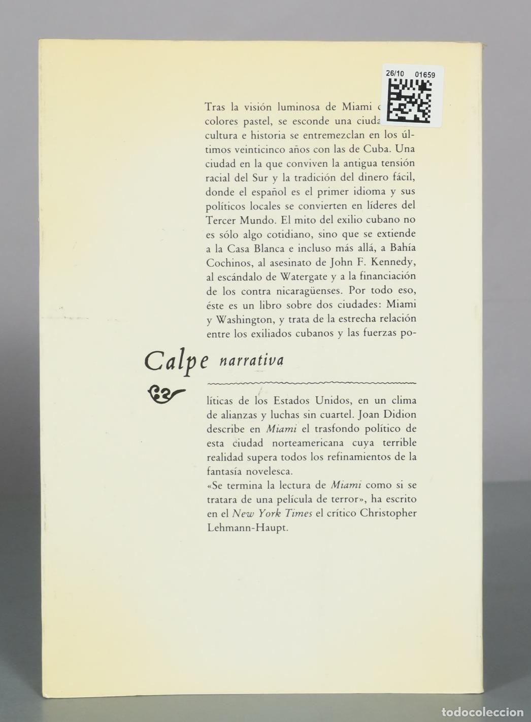 Libros de segunda mano: Miami - Joan Didion - Calpe - Foto 2
