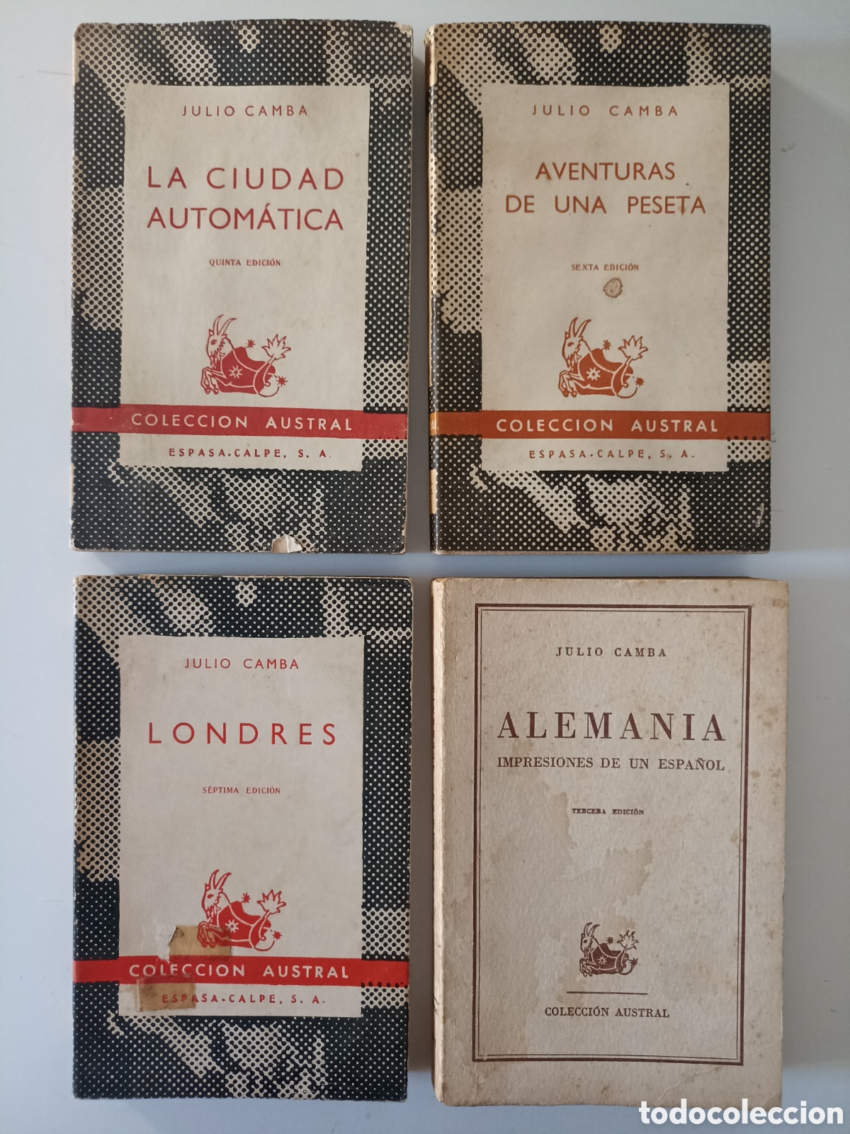 Libros de segunda mano: Lote 4 x Julio Camba: La ciudad autom&aacute;tica, Aventuras de una peseta, Londres, Alemania (Austral)