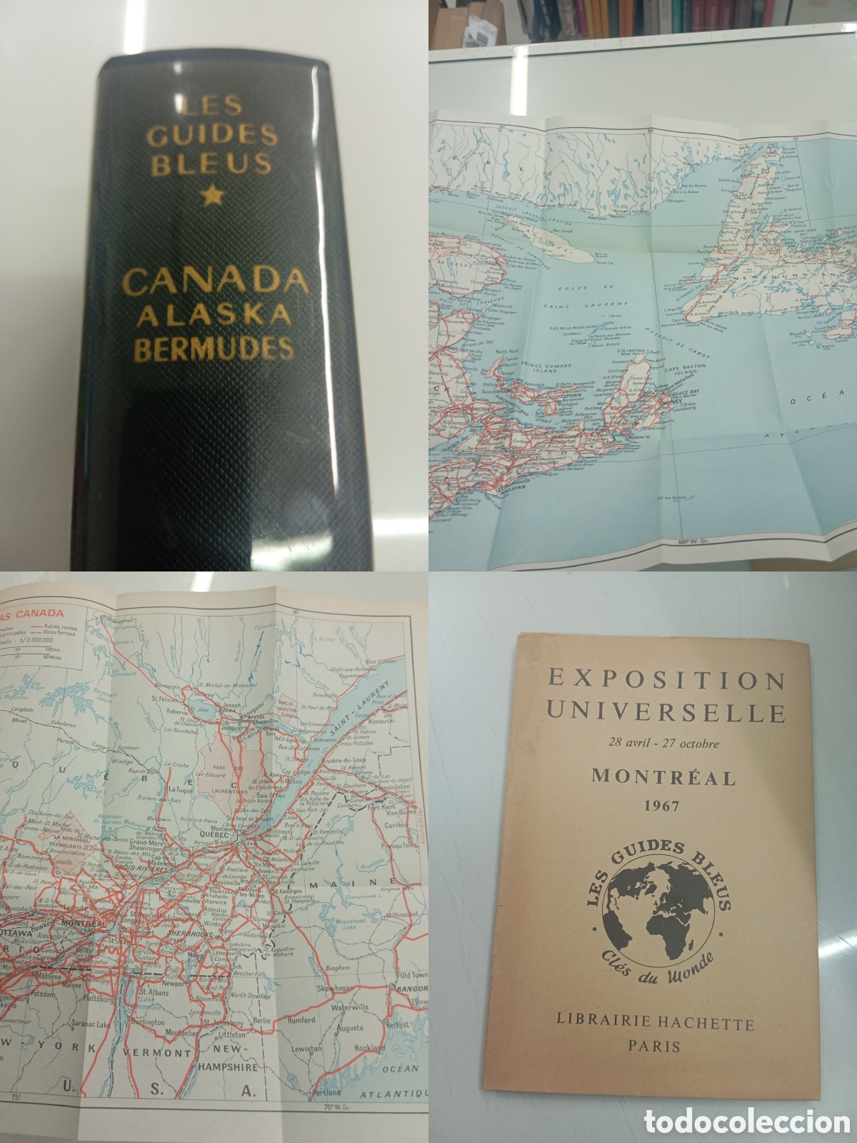 Libros de segunda mano: LES GUIDES BLEUS CANADA ALASKA BERMUDAS 1967 + Suplemento Exposition Universelle Montr&eacute;al GUIA MAPAS