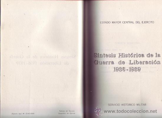 Gebrauchte B&uuml;cher: S&iacute;ntesis hist&oacute;rica de la Guerra de Liberaci&oacute;n. 1936-1939. Estado Mayor Central del Ej&eacute;rcito.