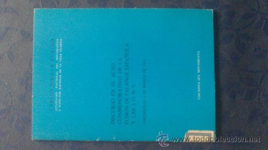 Gebrauchte B&uuml;cher: Discurso en el acto conmemorativo de la fusi&oacute;n de Falange Espa&ntilde;ola y las J.O.N.S.