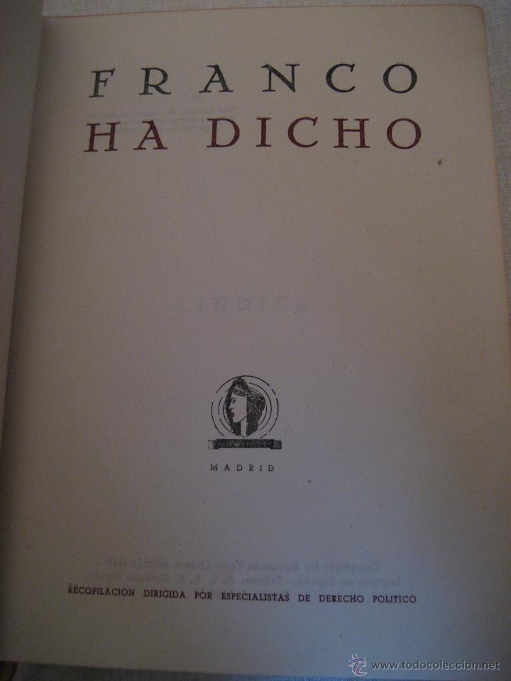 Libros de segunda mano: FRANCO HA DICHO - EDICIONES VOZ 1948 (EDICI&Oacute;N NUMERADA) - DOS TOMOS. - Foto 3