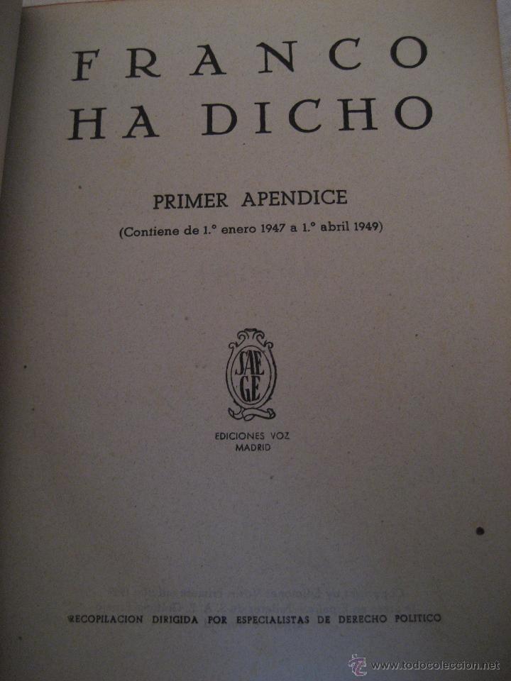 Libros de segunda mano: FRANCO HA DICHO - EDICIONES VOZ 1948 (EDICI&Oacute;N NUMERADA) - DOS TOMOS. - Foto 5