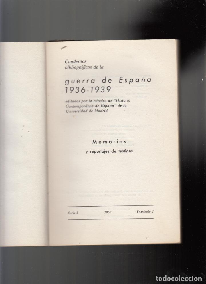 Second hand books: Cuadernos bibliogr&aacute;ficos de la guerra de Espa&ntilde;a, memorias 1