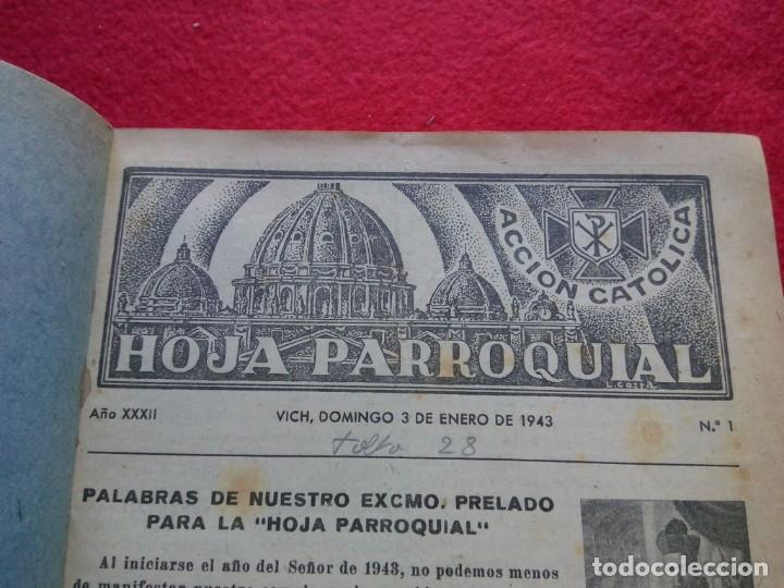 Libri di seconda mano: 1943-44 VIC HOJA PARROQUIAL 2 A&Ntilde;OS 104 NUMEROS ENCUADERNADAS EN UN TOMO G6