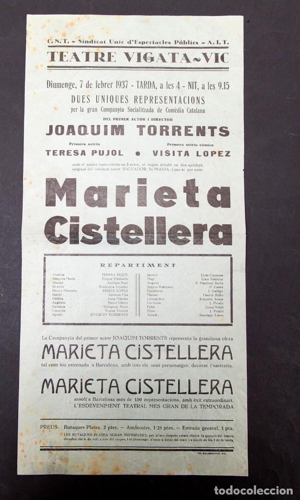 Gebrauchte B&uuml;cher: CNT - AIT - TEATrE VIGAT&agrave; - VIC - MARIETA CISTELLERA - 1937 - guerra civil - cartell petit