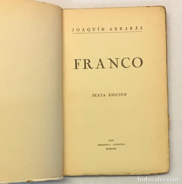 Libros de segunda mano: FRANCO. - ARRAR&Aacute;S, Joaqu&iacute;n. 1938 - Foto 2