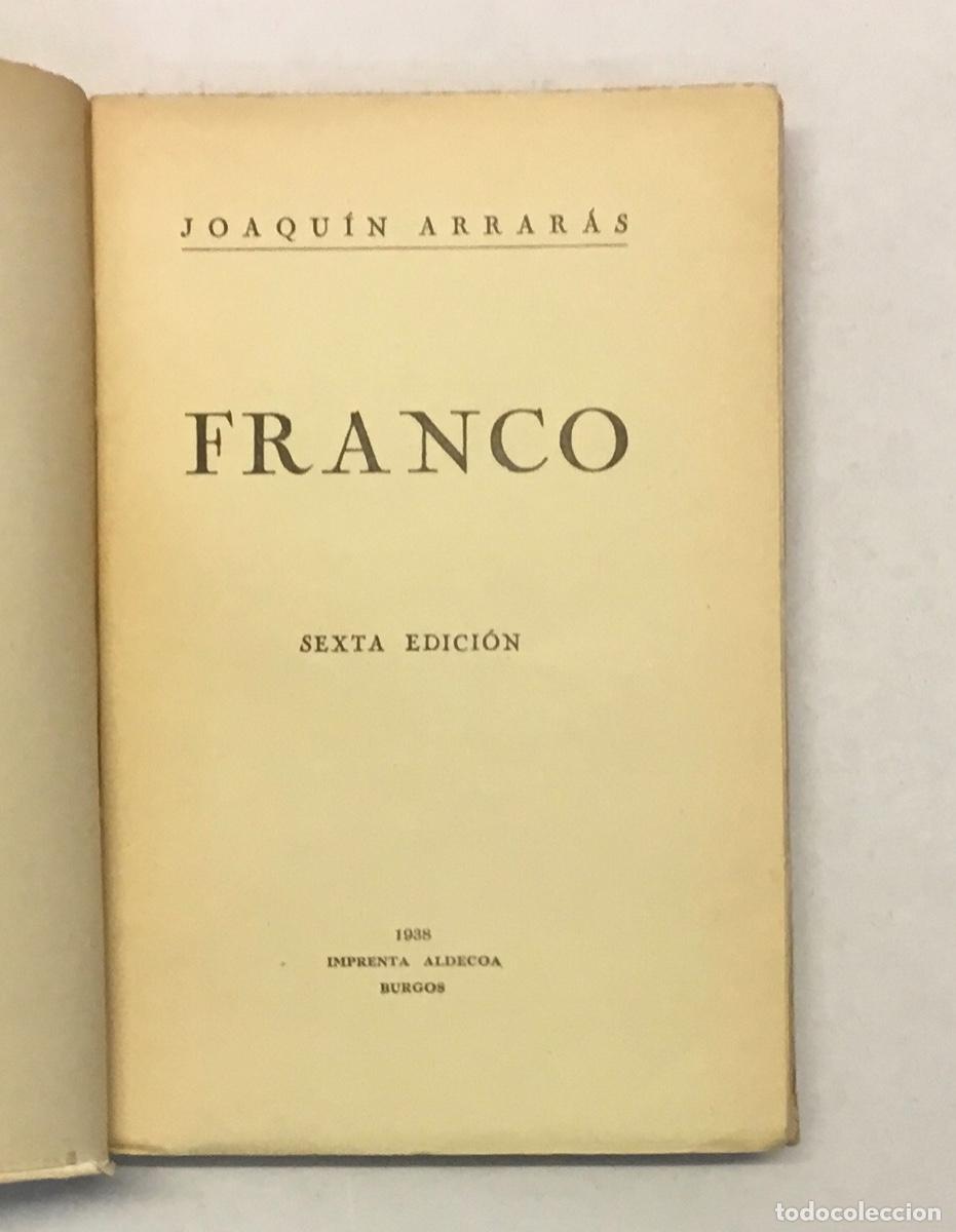 Libros de segunda mano: FRANCO. - ARRAR&Aacute;S, Joaqu&iacute;n. 1937 - Foto 3