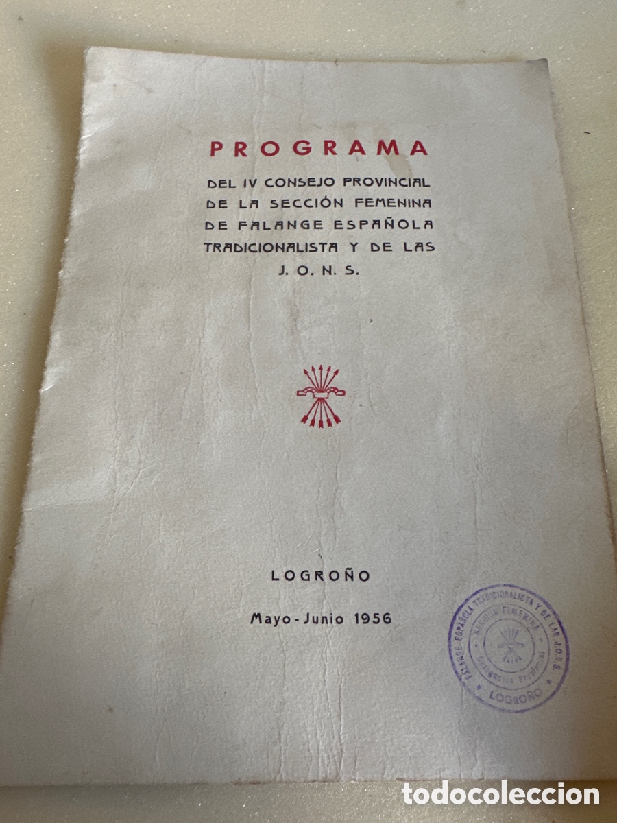 Libri di seconda mano: PROGRAMA SECCI&Oacute;N FEMENINA LA RIOJA DE FALANGE ESPA&Ntilde;OLA.