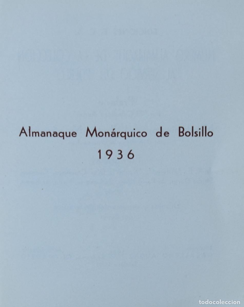 Libros de segunda mano: ALMANAQUE MON&Aacute;RQUICO DE BOLSILLO 1936 - Foto 3