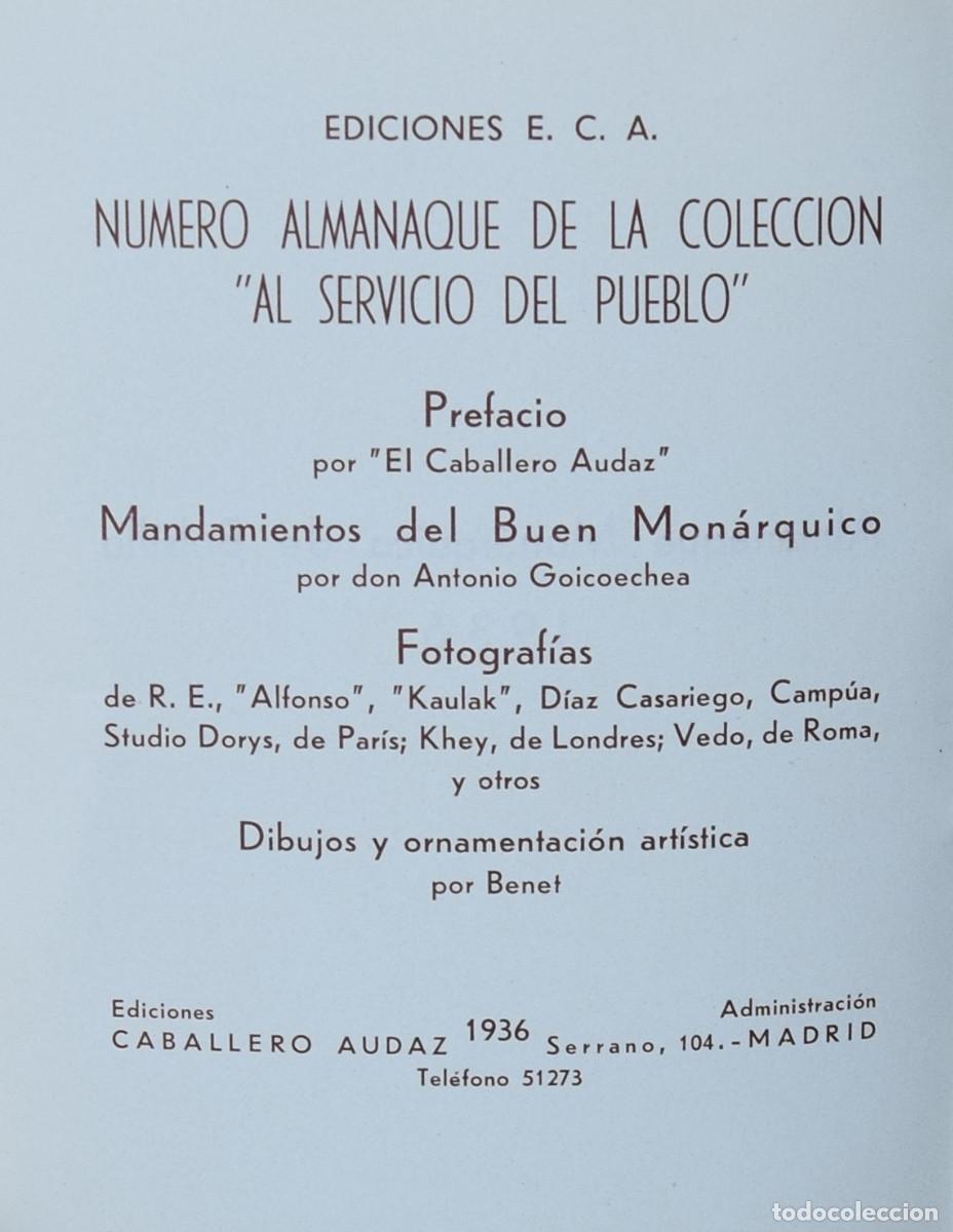 Libros de segunda mano: ALMANAQUE MON&Aacute;RQUICO DE BOLSILLO 1936 - Foto 4