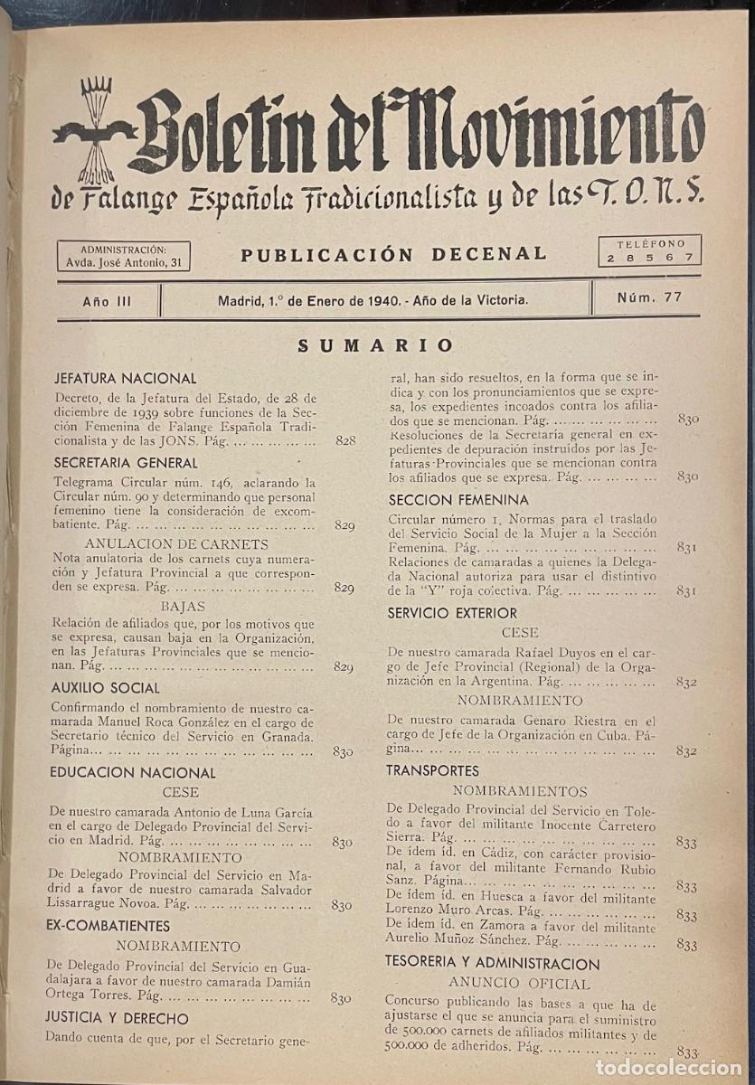 Second hand books: Boletin del Movimiento de Falange Espa&ntilde;ola Tradicionalista y de la J.O.N.S. A&ntilde;o 1940.
