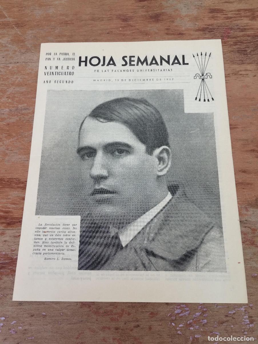 Libri di seconda mano: HOJA SEMANAL DE LAS FALANGES UNIVERSITARIAS 1957