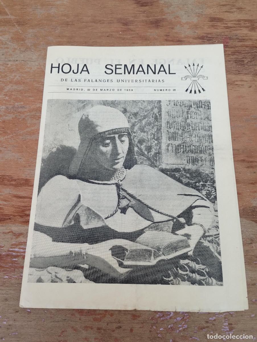 Libri di seconda mano: HOJA SEMANAL DE LAS FALANGES UNIVERSITARIAS 1958