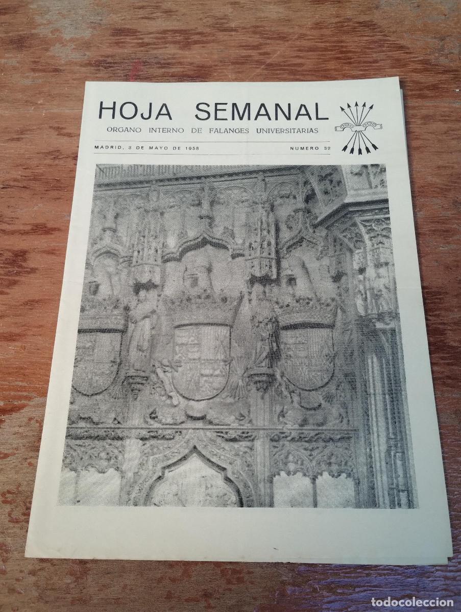 Libri di seconda mano: HOJA SEMANAL DE LAS FALANGES UNIVERSITARIAS 1958