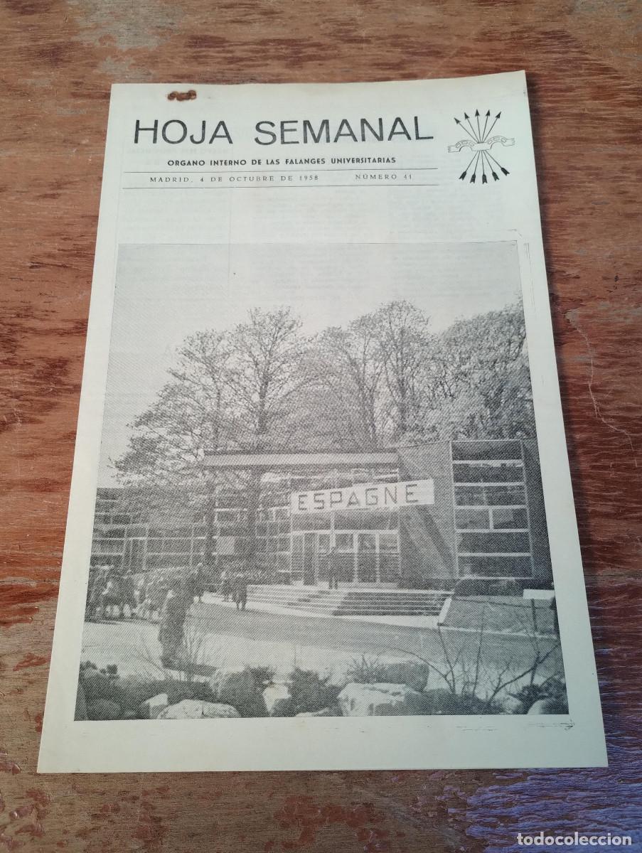 Libri di seconda mano: HOJA SEMANAL DE LAS FALANGES UNIVERSITARIAS 1958