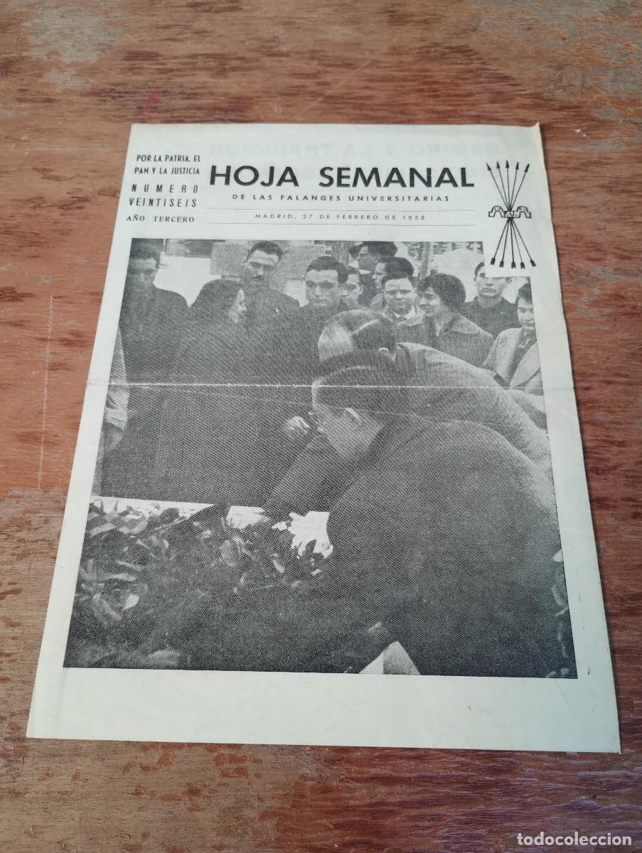 Libri di seconda mano: HOJA SEMANAL DE LAS FALANGES UNIVERSITARIAS 1958