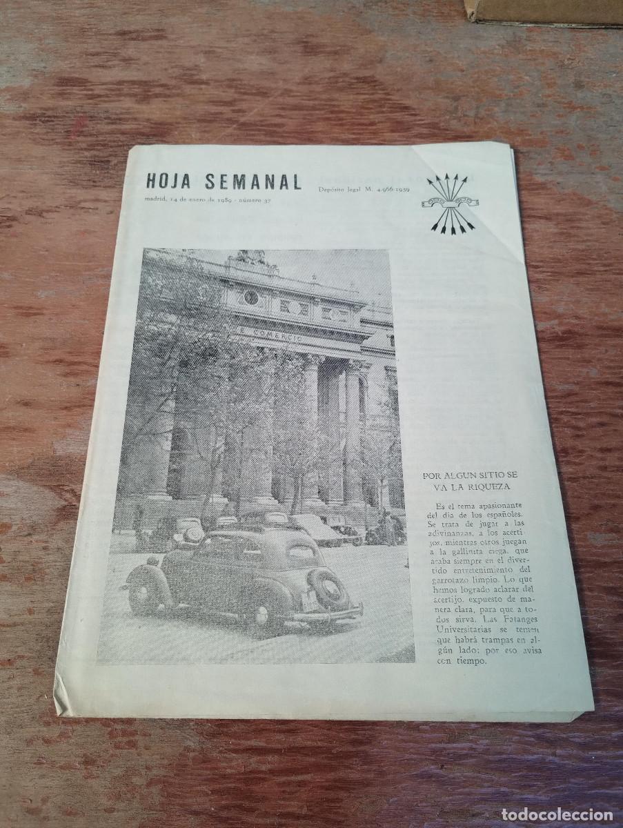 Libri di seconda mano: HOJA SEMANAL DE LAS FALANGES UNIVERSITARIAS 1959