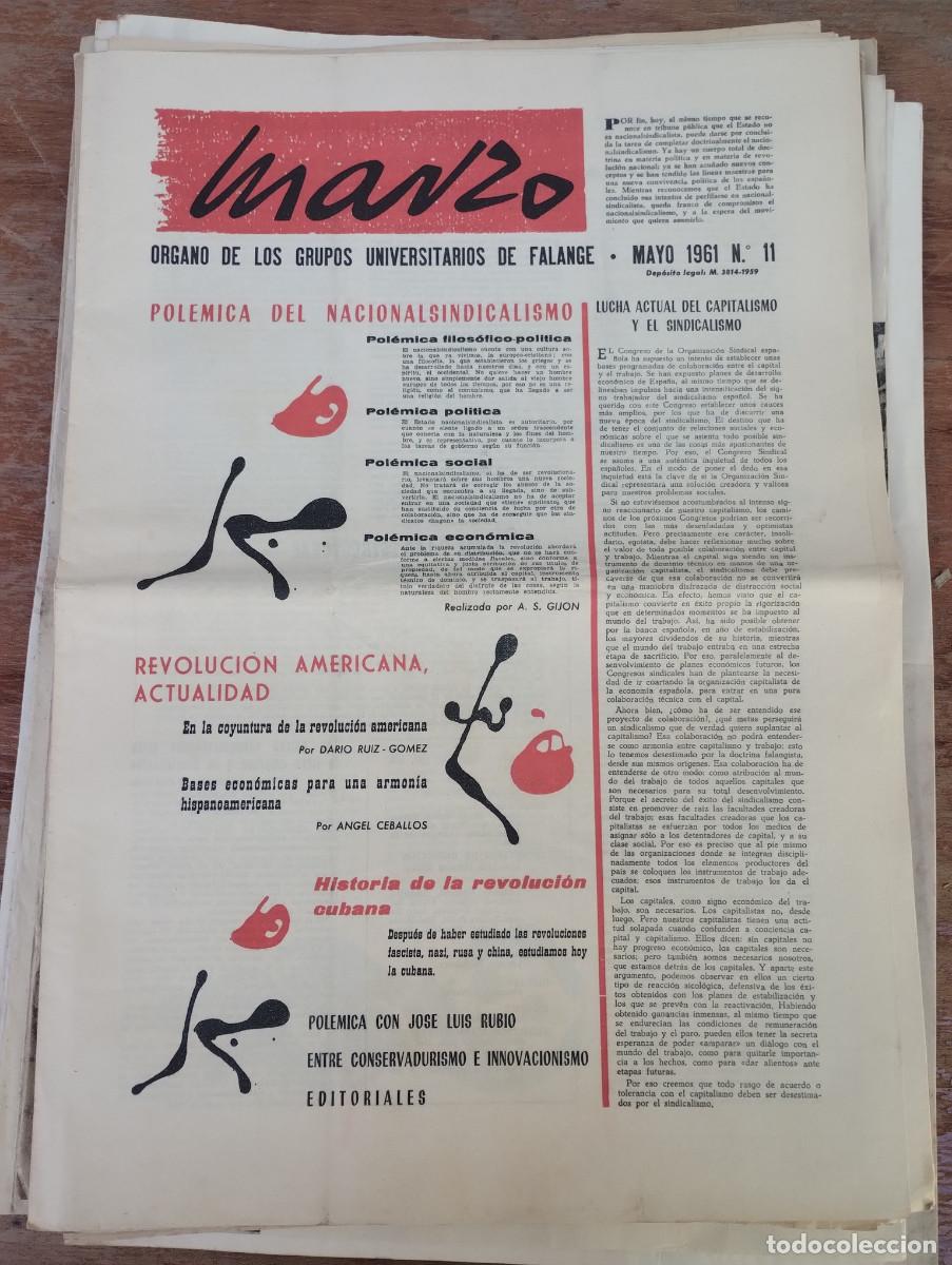Second hand books: PERIODICO MARZO - N&ordm; 11 1961 - ORGANO NACIONAL DE LAS FALANGES UNIVERSITARIAS