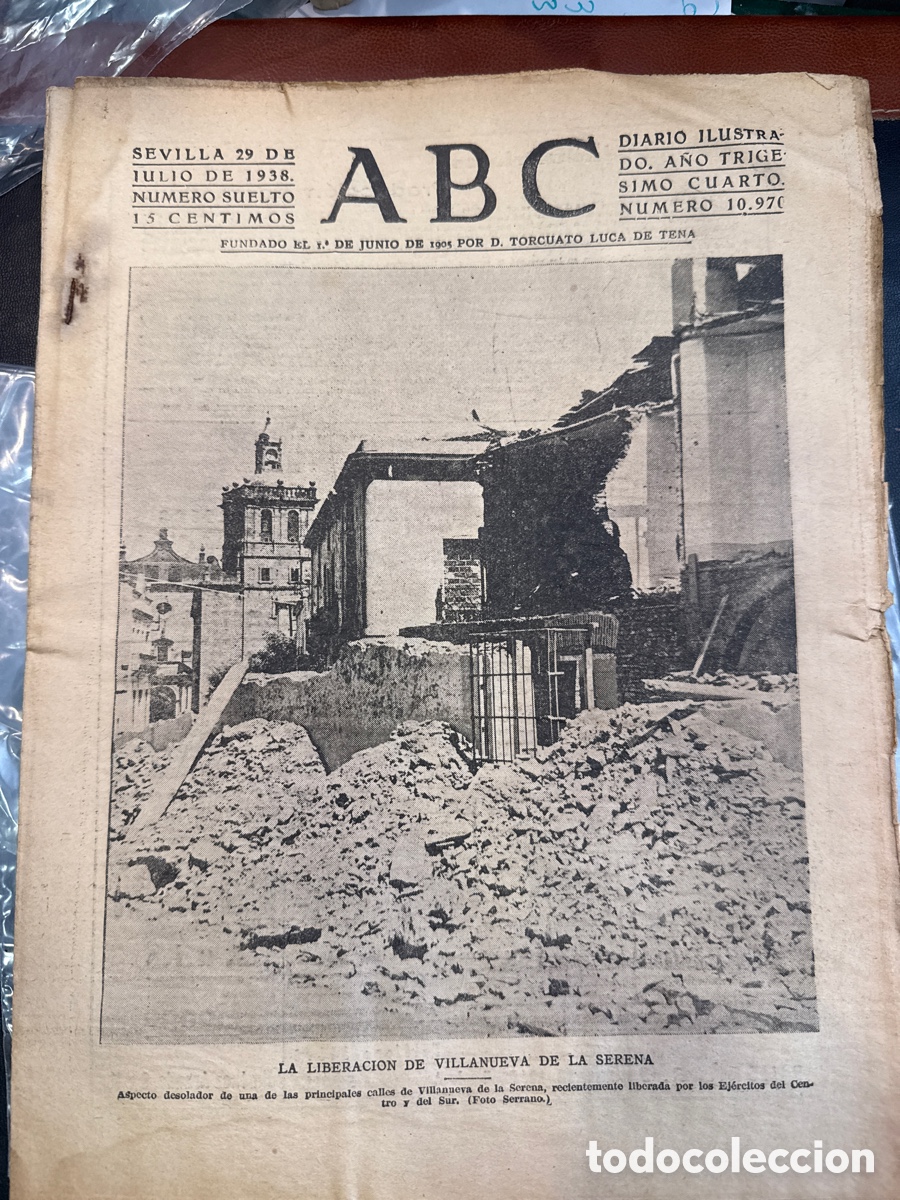 Libros de segunda mano: ABC: Diario ilustrado. N&ordm; 10970. Sevilla, 29 de julio de 1938