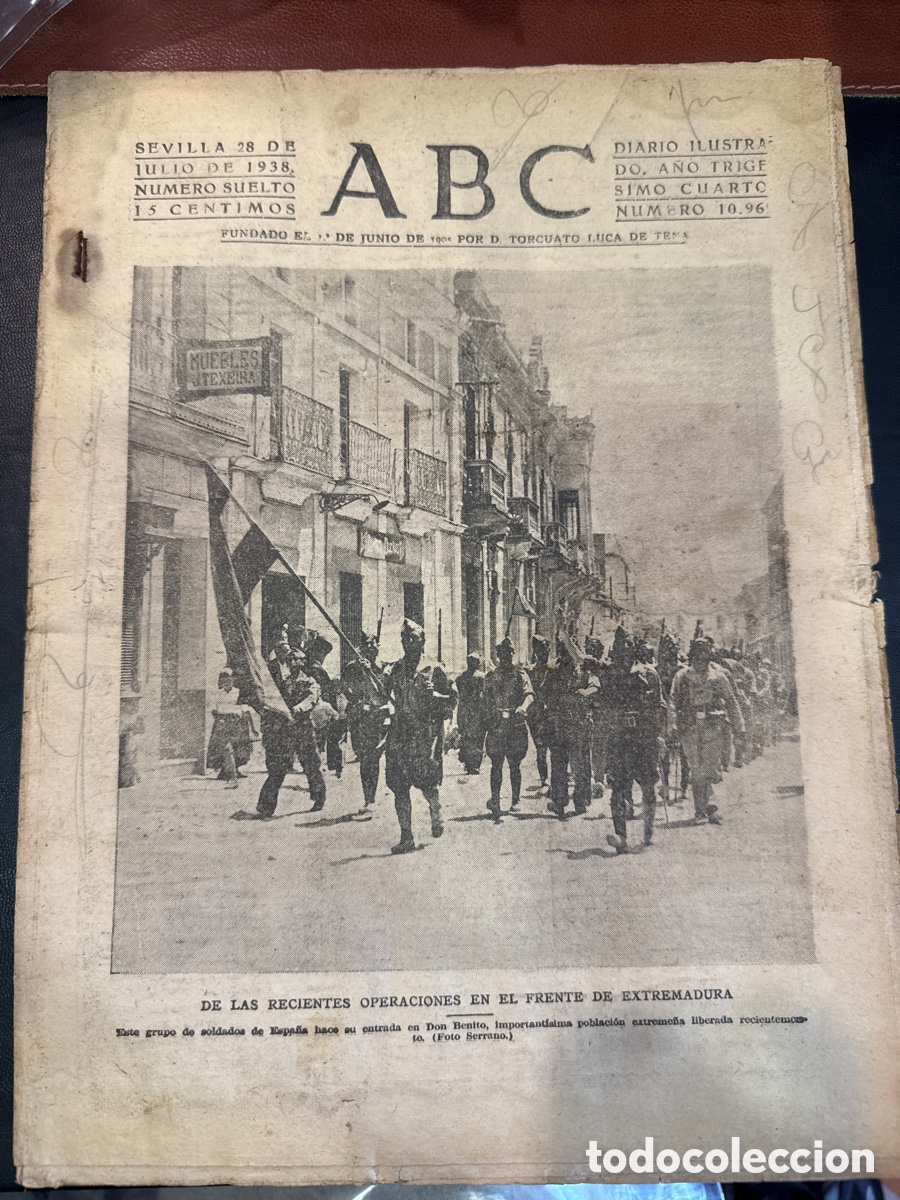 Libros de segunda mano: ABC: Diario ilustrado. N&ordm; 10969. Sevilla, 28 de julio de 1938