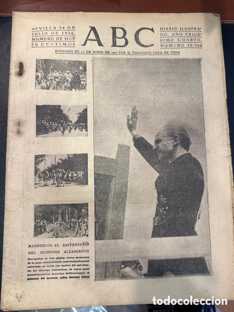 Libros de segunda mano: ABC: Diario ilustrado. N&ordm; 10966. Sevilla, 24 de julio de 1938
