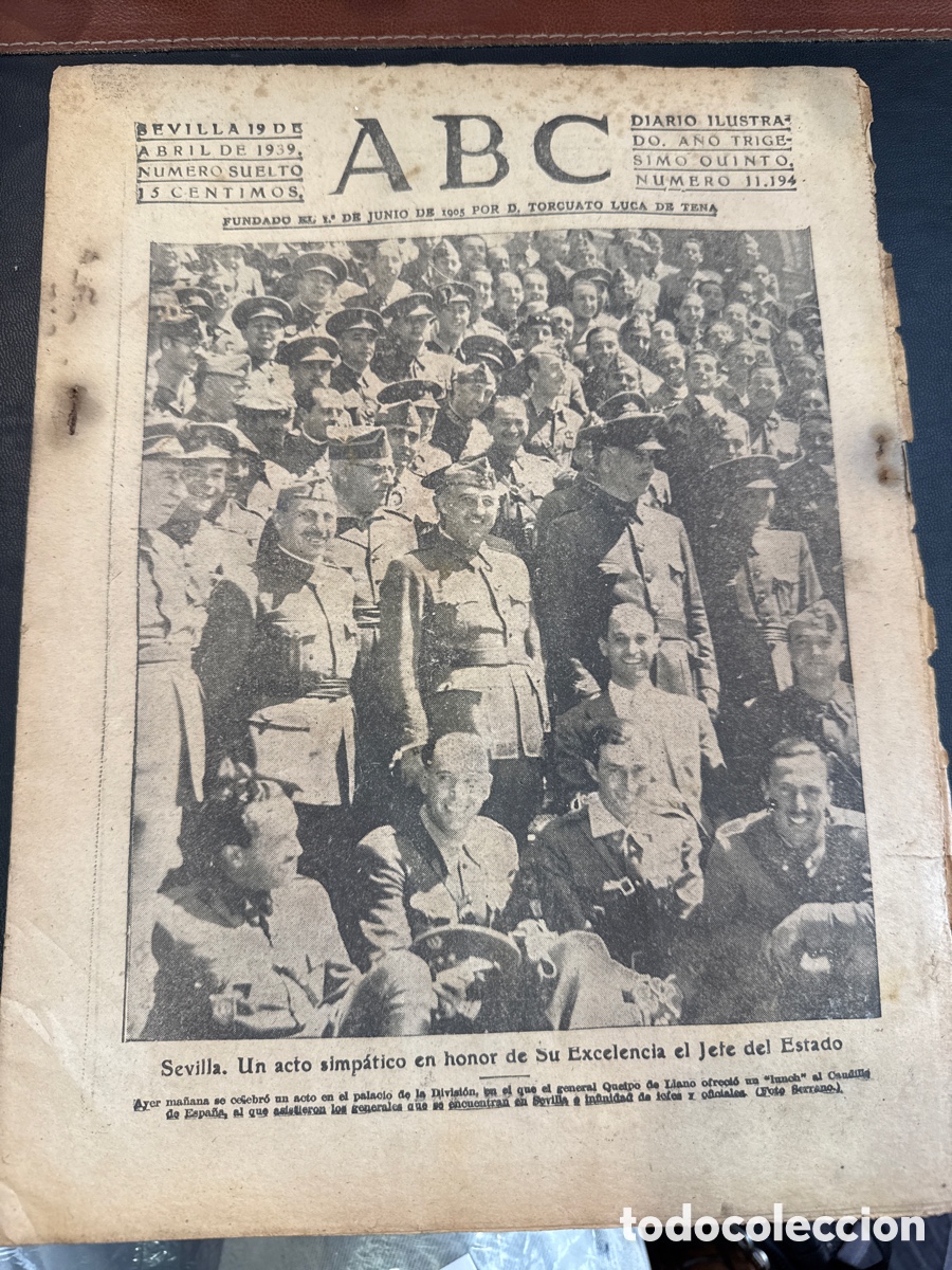 Libros de segunda mano: ABC: Diario ilustrado. N&ordm; 11194. Sevilla, 19 de abril de 1939
