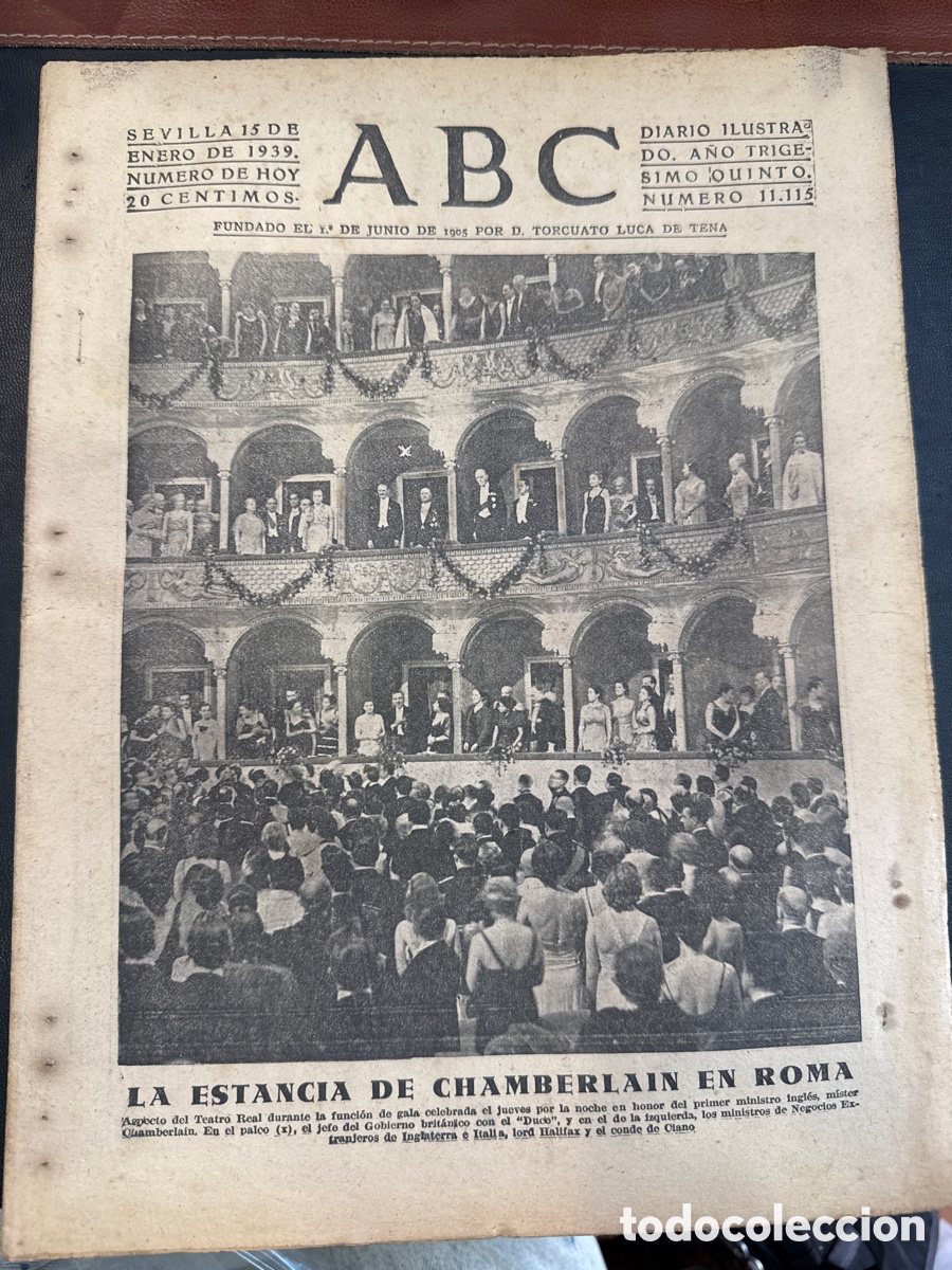 Libros de segunda mano: ABC: Diario ilustrado. N&ordm; 11115. Sevilla, 15 de enero de 1939