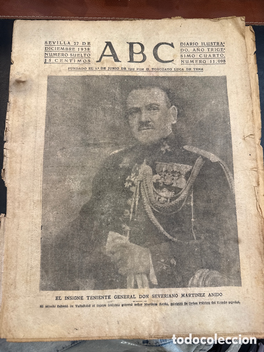 Libros de segunda mano: ABC: Diario ilustrado. N&ordm; 11098. Sevilla, 27 de diciembre de 1938