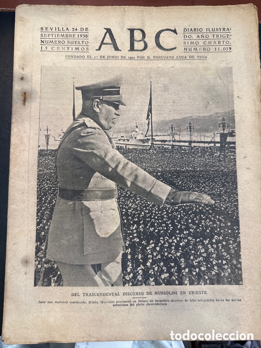 Second hand books: ABC: Diario ilustrado. N&ordm; 11019. Sevilla, 24 de septiembre de 1938