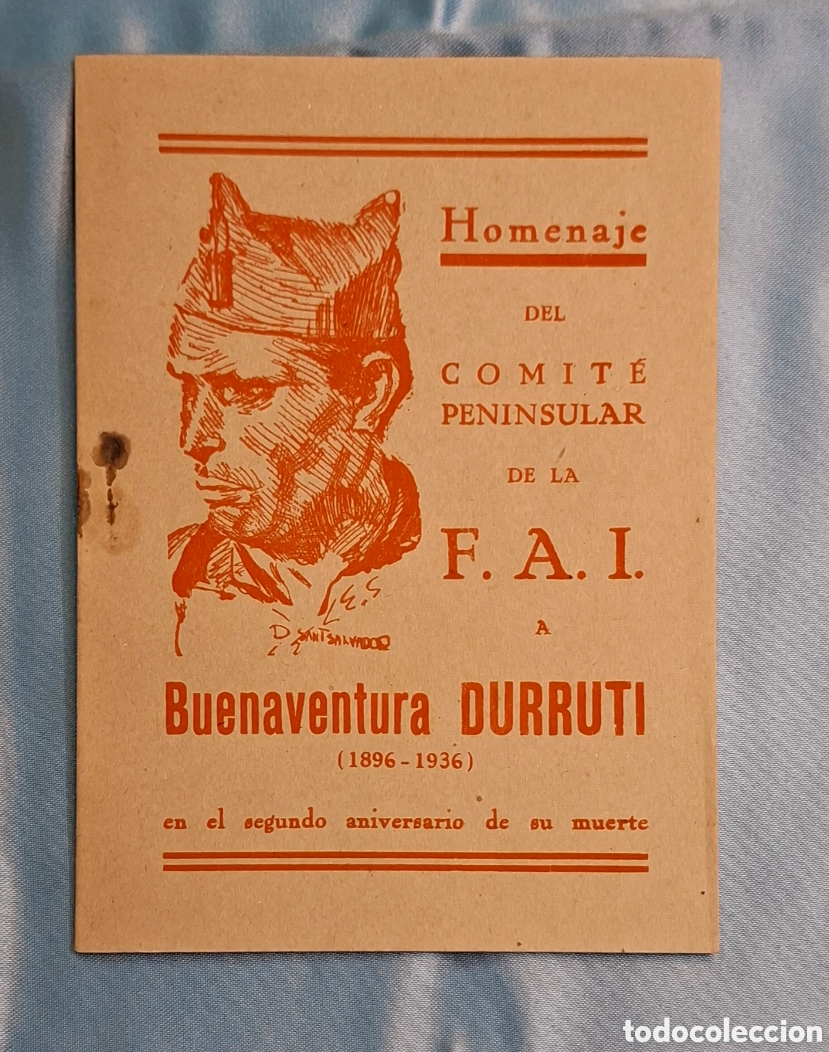 Libros de segunda mano: Folleto original F.A.I.Homenaje a Buenaventura Durruti (1938)