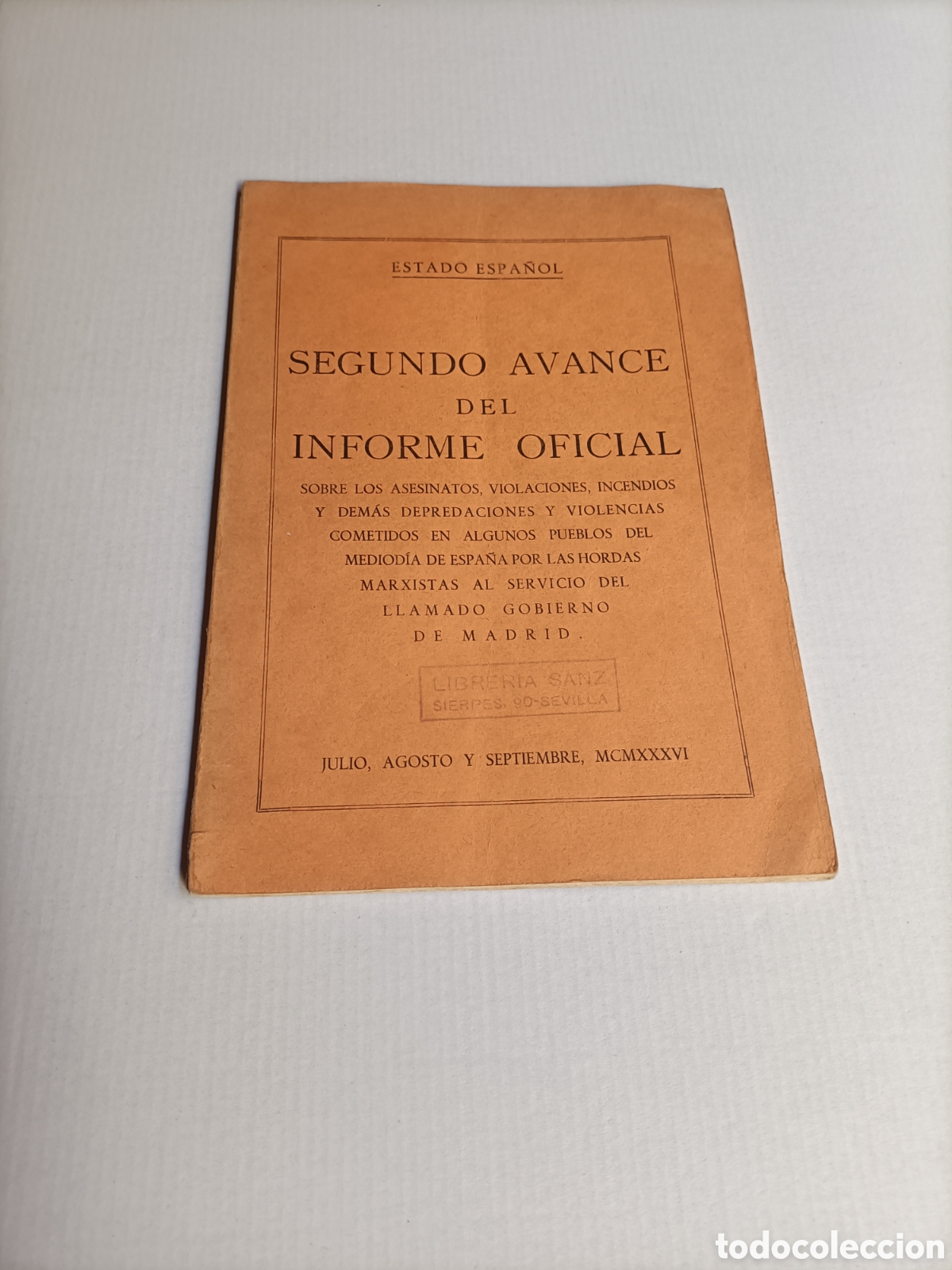 Libros de segunda mano: Segundo avance del informe oficial. Sobre los asesinatos violaciones incendios cometidos en algunos